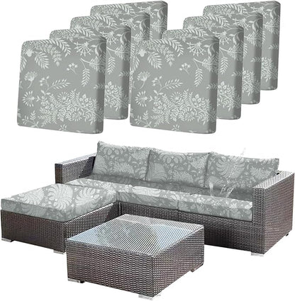 CALBODE Ourdoor Cushion Covers Waterproof Set of 8 Floral Printed Stretch Patio by CALBODE