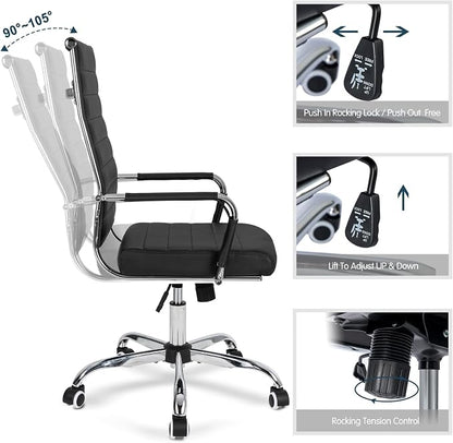 Home Office Chair Ribbed, Modern Leather Conference Room Chairs, Ergonomic - Image 5