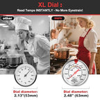 Upgraded Candy Thermometer Waterproof - Oil Thermometer for Frying with Clips - 9" Side of Pot Rainbow dial Thermometer Deep Fry for Oil Candy Candle BBQ - Silver XL