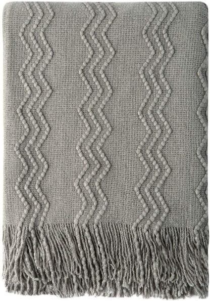 BOURINA Throw Blanket Textured Solid Soft Sofa Throw Couch Cover Knitted by BOURINA