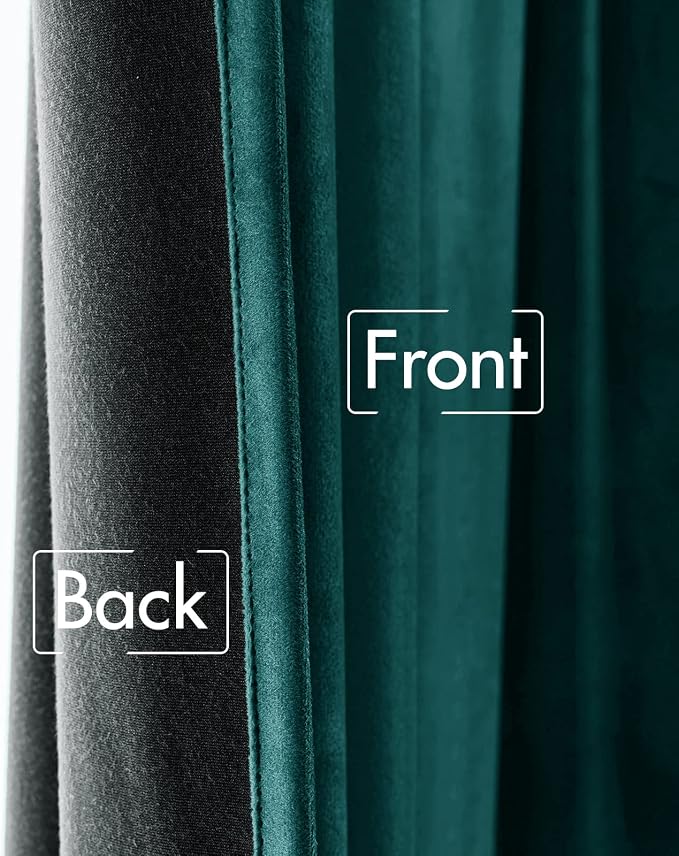 MIULEE Velvet Blackout Curtains 52x84 inches 2 Panels Emerald Green | Luxury - Image 6