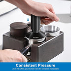 51mm Espresso Tamper & Magnetic WDT Tool, Barista Cofee Tamper with Spring Loaded, Anodized Aluminum Alloy Handle, Stainless Steel Corrugated Base with Cover for Portafilter Basket