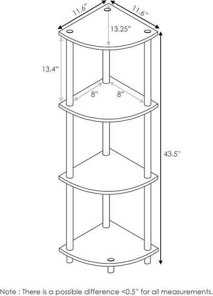 Furinno Turn-N-Tube Corner Shelf, 4-Tier Corner Bookshelf, Display Storage - Image 2