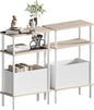 Narrow Side Table with Fabric Basket, Slim Nightstand with 3-Tier Storage Shelf by Unknown