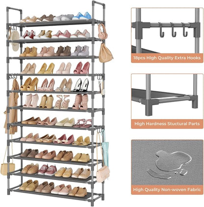LANTEFUL 11 Tiers Tall Shoe Rack Holds 55 Pairs of Shoes - Image 4
