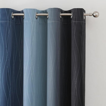 Navy Blue and Black Ombre Blackout Curtains - Image 4