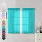 Turquoise Sheer Curtains 45 Inches Long 2 Panels, Light Filtering Sheer Curtains by OVZME