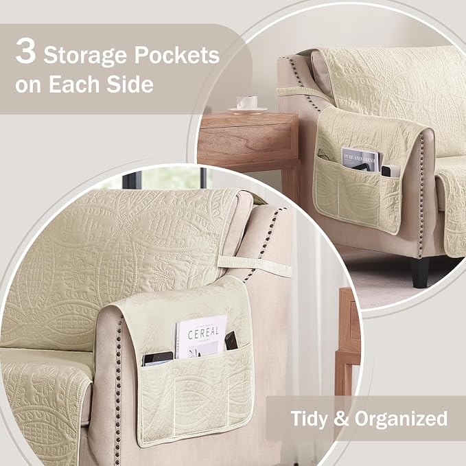 Quilted Grand Sofa Covers for 4 Cushion Couch, Couch Cover for Grand Sofa - Image 4