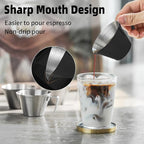 MHW-3BOMBER Espresso Measuring Cup 2oz Espresso Shot Cup Stainless Steel Sauce Cups with Handle for Tomato Sauce|Steak Sauce|Desserts|Beverages (Matte Black) G5141B