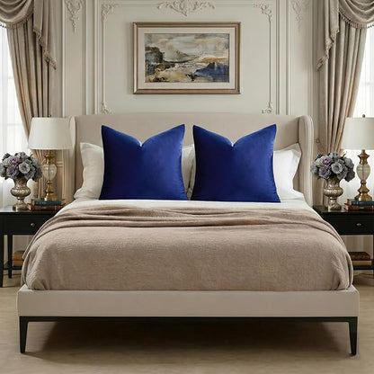 GIGIZAZA Royal Blue Velvet Throw Pillow Covers 20x20 Pack of 2 | Decorative - Image 6
