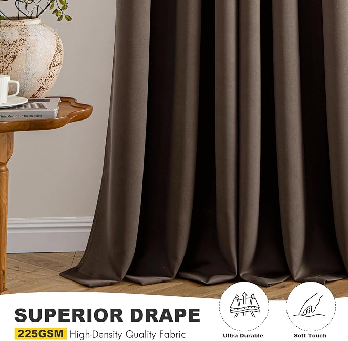 MIULEE Blackout Curtains for Bedroom 2 Panels 40"x45" Long Chocolate Brown | - Image 5