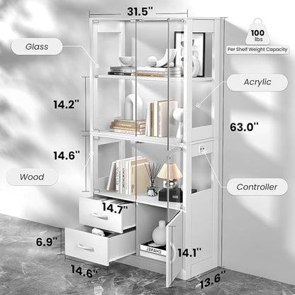 VersionTECH. Glass Display Cabinet, 4-Tier Curio Cabinet - Image 2