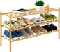 ROMGUAR CRAFT 3-Tier Bamboo Long Shoe Rack, Free Standing Wood Shoe Shelf by ROMGUAR+CRAFT