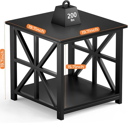 GreenForest End Table with 2-Tier Storage Shelf, 19.7 inch Side Table - Image 3