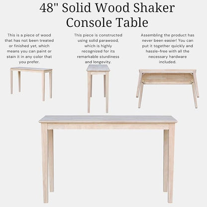 International Concepts Shaker Console Table, 48-Inch Long, Solid Parawood - Image 6
