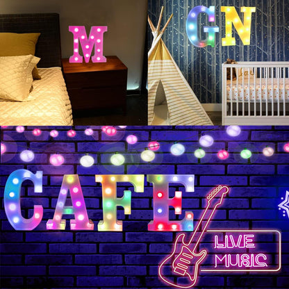 Light Up Colorful LED Marquee Letter lights, 18 Colors Changing Alphabet Letters Sign with Remote Timer for Night Light Girls Bedroom Wedding Birthday Party Lamp Christmas Home Bar Decor- Colorful S
