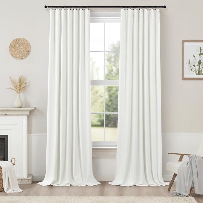 120 Inches Extra Long Curtains for Living Room 2 Panels Faux Linen Darkening - Image 9