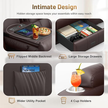 3-Seater Reclining Sofa Couch, RV Wall Hugger Loveseat - Image 6