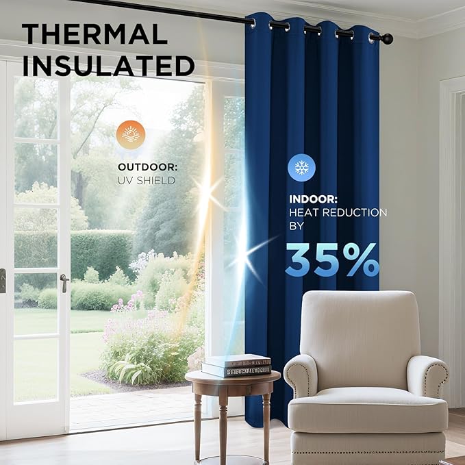 Joydeco Blackout Curtains 63 inch Length 2 Panels Set, Thermal Insulated Long - Image 5