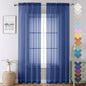 Royal Blue Sheer Curtains 90 Inches Long 2 Panels, Living Room Curtains by Lecloud