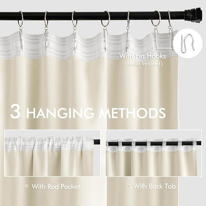 MIULEE Birch Back Tab Blackout Curtains 52x102 Inch Long 2 Panels Set | Rod - Image 3