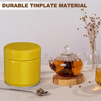 uxcell 2Pcs Round Tea Canisters, 3" x 3" Airtight Metal Tea Containers for Loose Tea, Coffee Beans, Spices - Durable, Compact, and Stylish Storage Tea Tin (Yellow)