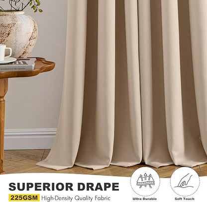 MIULEE Blackout Curtains for Bedroom 2 Panels 40 x 90 Inch Long Beige | Thermal - Image 5