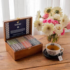 Octavius Gift's Select - Assorted Tea in Lotus Printed Wooden Box | 6 Flavors, 90 Tea Bags | Black & Green Tea | Tea Gifts for Women & Men | Tea Variety Pack | Mothers Day Tea Gift Box