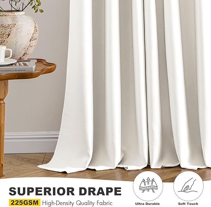 MIULEE Blackout Curtains for Bedroom 2 Panels 34 x 72 Inch Long Ivory | Thermal - Image 5