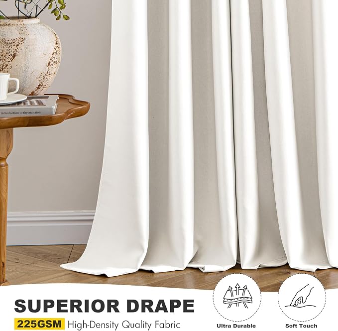 MIULEE Blackout Curtains for Bedroom 2 Panels 40 x 80 Inch Long Ivory | Thermal - Image 5