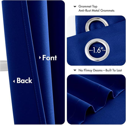MIULEE Blackout Curtains for Bedroom 2 Panels 40 x 63 Inch Long Royal Blue | - Image 4