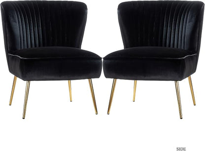 HULALA Home Velvet Accent Chair Set of 2, Modern Armless Upholstered Side Chair - Image 8