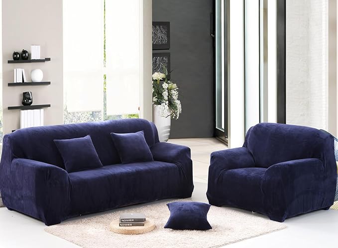 vctops 1-Piece Velvet Plush Stretch Chair Sofa Slipcover Soft Fuzzy Fluffy - Image 2