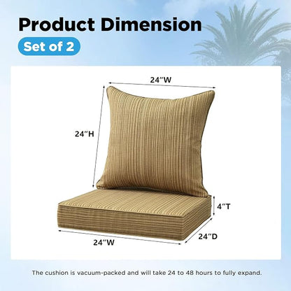 Outdoor Deep Seat & Back Cushion Set, 24 x 24 Inch Water Repellent and Fade - Image 2