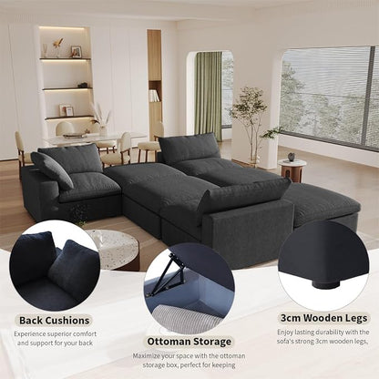 Cloud Couch Modular Sectional Sofa, 160.6" L Shaped Convertible Sectional Sofas - Image 5