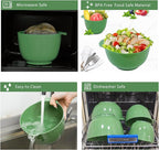 BoxedHome 4 Quart Large Plastic Mixing Bowls, Microwave Safe Mixing Bowl Set with Pour Spout, Nesting Bowls for Space Saving Storage(Grass Green)