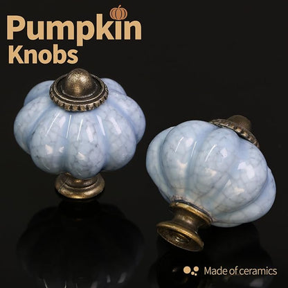 Blue Crackle Pumpkin Knobs 12 Pack Ceramic Cabinet Knobs Vintage Drawer Pulls - Image 5
