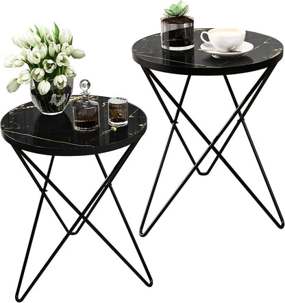 HLR Modern Round Side Table Set of 2, End Table by HomeDeservesaRelaxLiving
