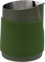 Normcore Handleless Milk Frothing Jug, Milk Pitcher 20.3 oz, Stainless Steel Latte Art Pitcher with Sharp Spout, Heat-Resistant Grip, Green, 600 ml