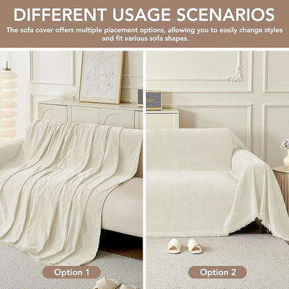 Couch Cover for Dogs, Boho Sofa Covers for 3 Cushion Couch, Chenille Sofa - Image 4