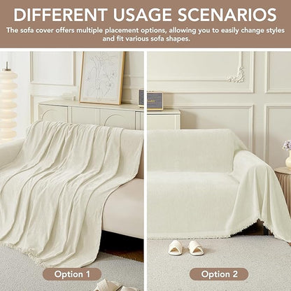 Couch Cover for Dogs, Boho Sofa Covers for 3 Cushion Couch, Chenille Sofa - Image 5