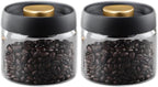 LOEZ Coffee Bean Storage Container Airtight, Lid Sealed with Press-Down Vacuum, Borosilicate Glass Coffee Canister for Ground Coffee, Tea, Beans, Spices (2 x Small - Clear)