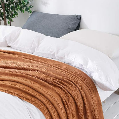 BOURINA Almond Throw Blanket 60x80 Inches Throw Textured Solid Soft Sofa Throw - Image 4