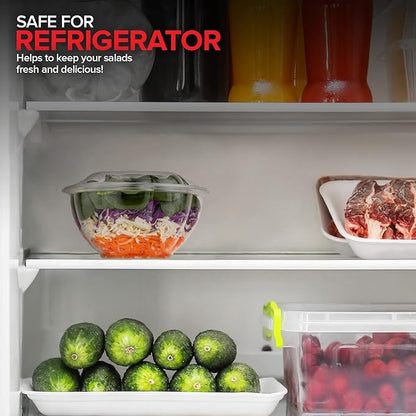 Stock Your Home 32oz Clear Plastic Salad Bowls with Lids Disposable (50 Pack) Medium Takeout Container with Snap on Lid for Fruit Salads, Quinoa, Lunch and Meal Prep, Acai Bowl, To-Go Party Containers