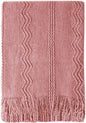 BOURINA Coral Pink Throw Blanket 50x60 Inches Throw Textured Solid Soft Sofa by BOURINA