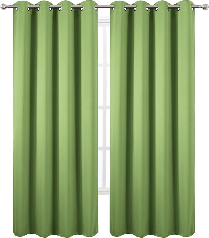 Blackout Curtains 66 x 95 inch/Light Green Curtains Set of 2 Panels/Thermal - Image 2