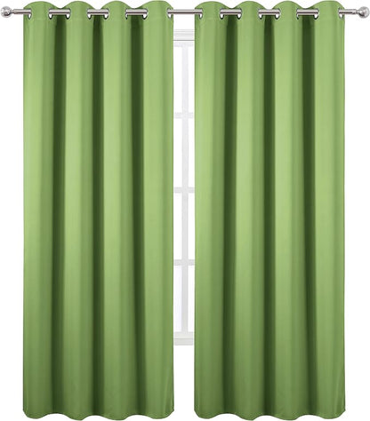 Blackout Curtains 66 x 95 inch/Light Green Curtains Set of 2 Panels/Thermal - Image 2