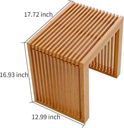 APRTAT Small Bamboo Dining Bench, 17inch Farmhouse Decor Indoor Kitchen Table - Image 3