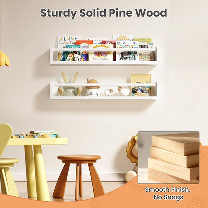 upsimples 2 Pack Nursery Book Shelves, 23.6 Inch Floating Bookshelves - Image 6