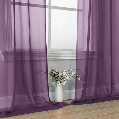 Plum Sheer Curtains 84 Inches Long 2 Panels - Image 6